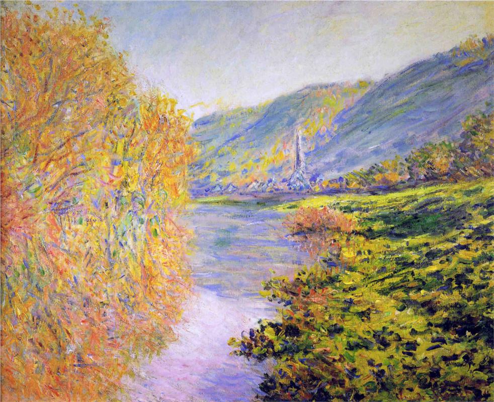 Banks of the Seine at Jeufosse, Autumn - Claude Monet Paintings